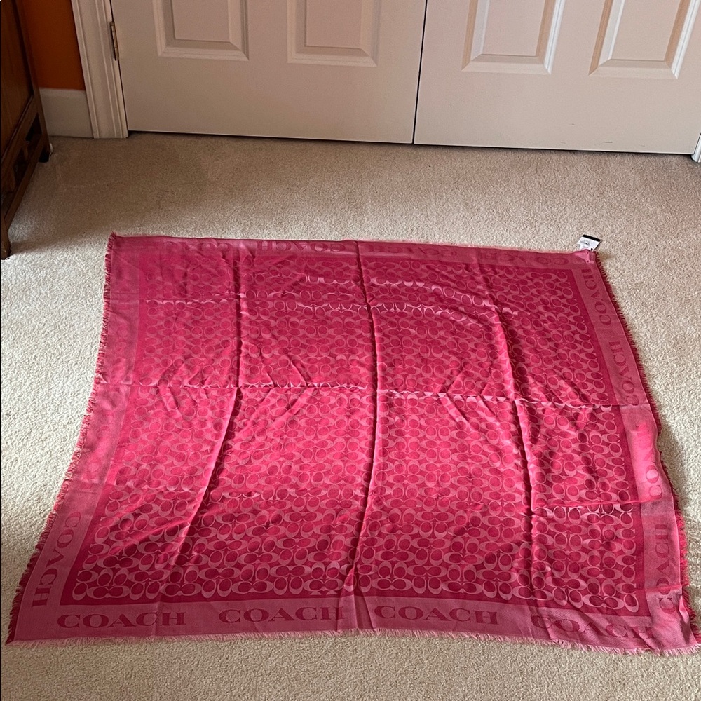 Coach Pink Signature Logo Scarf